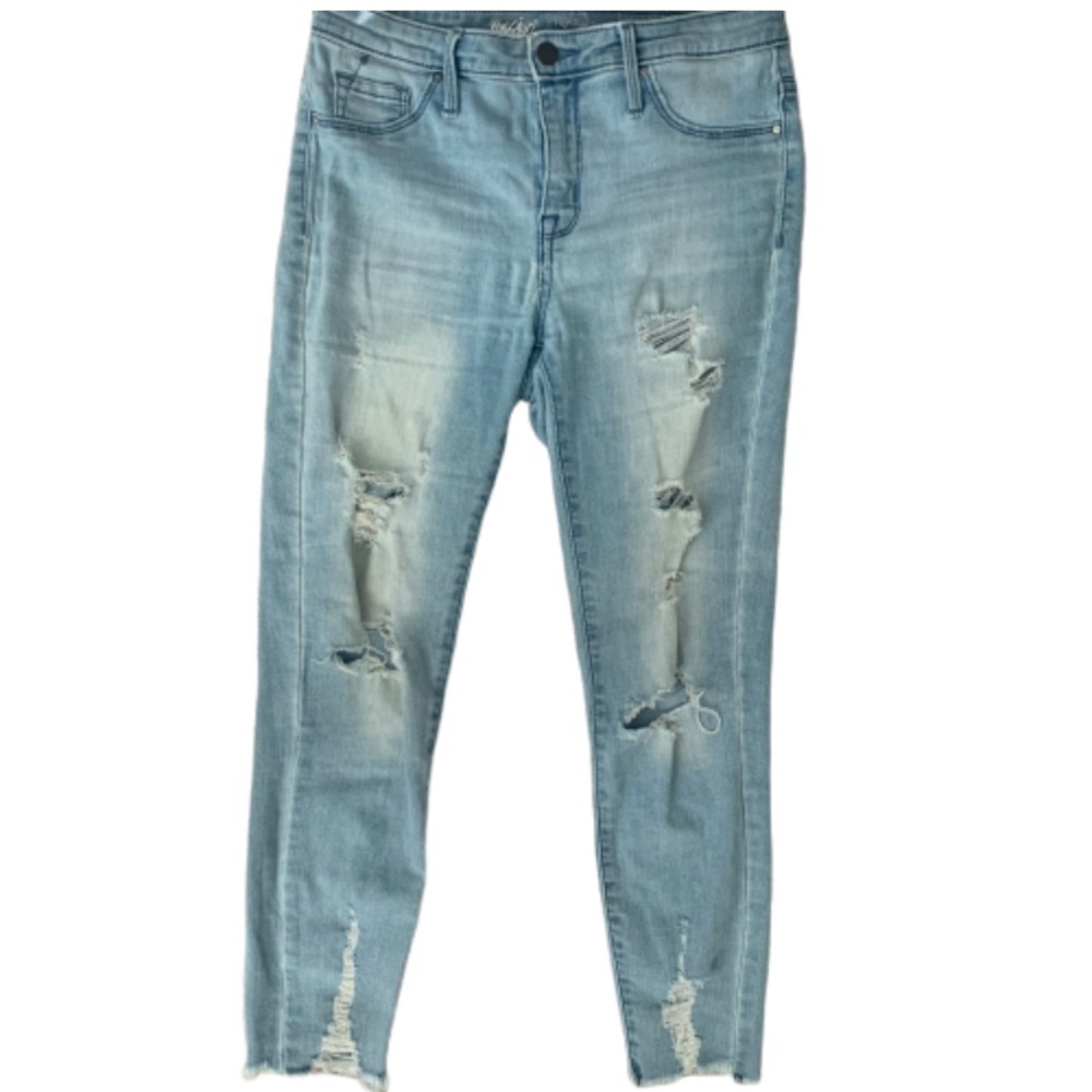 Distressed High Rise Cropped Jeans